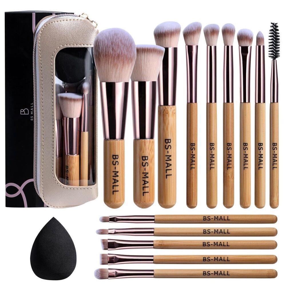 14 Pcs Makeup Brushes Set With 1 Pcs Makeup Sponge With Travel Makeup Case